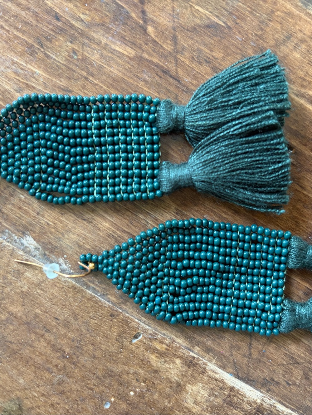 Noonday Collection Green Beaded Tassel Earrings